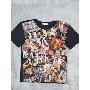 90s Hip-Hop Shirt Mens Small Collage Nas 2pac Biggie Ice‎ Cube Wu-Tang Yeezy